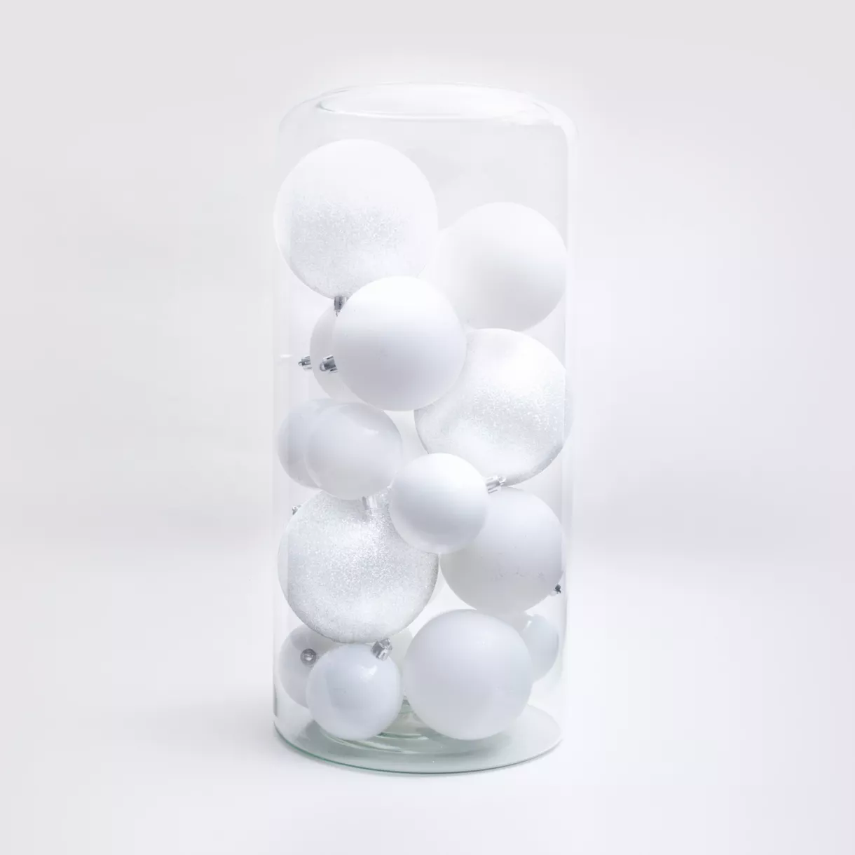 eminza Lot de 20 boules de Noël assorties New Alpine Blanc