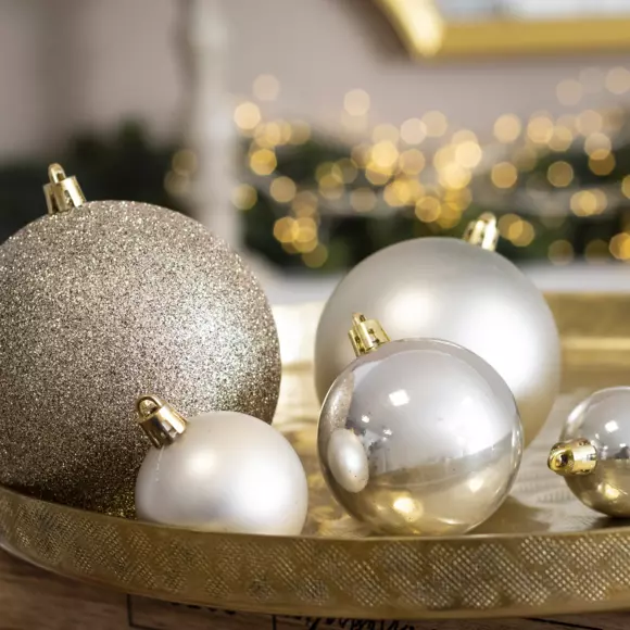 Eminza Lot De 20 Boules De Noël Assorties New Alpine Perle