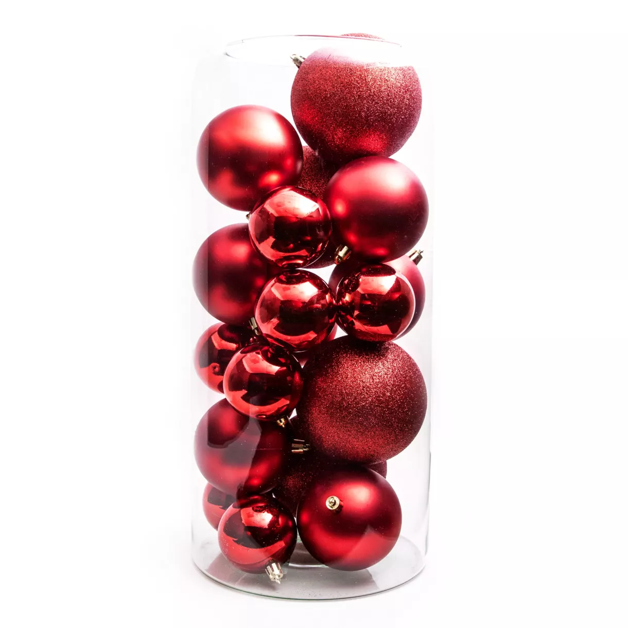 eminza Lot de 20 boules de Noël assorties New Alpine Rouge