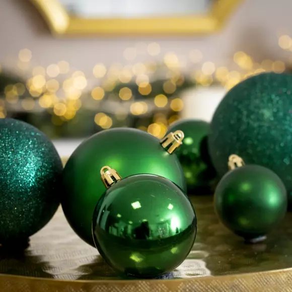 Eminza Lot De 20 Boules De Noël Assorties New Alpine Vert Sapin