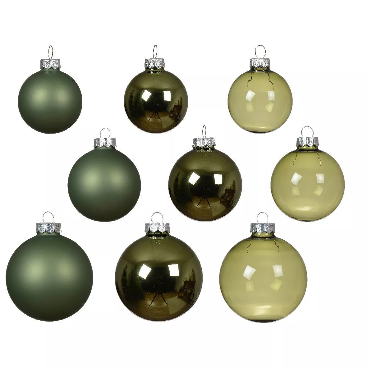 eminza Lot de 21 boules de Noël en verre Assorties Cristal Vert romarin