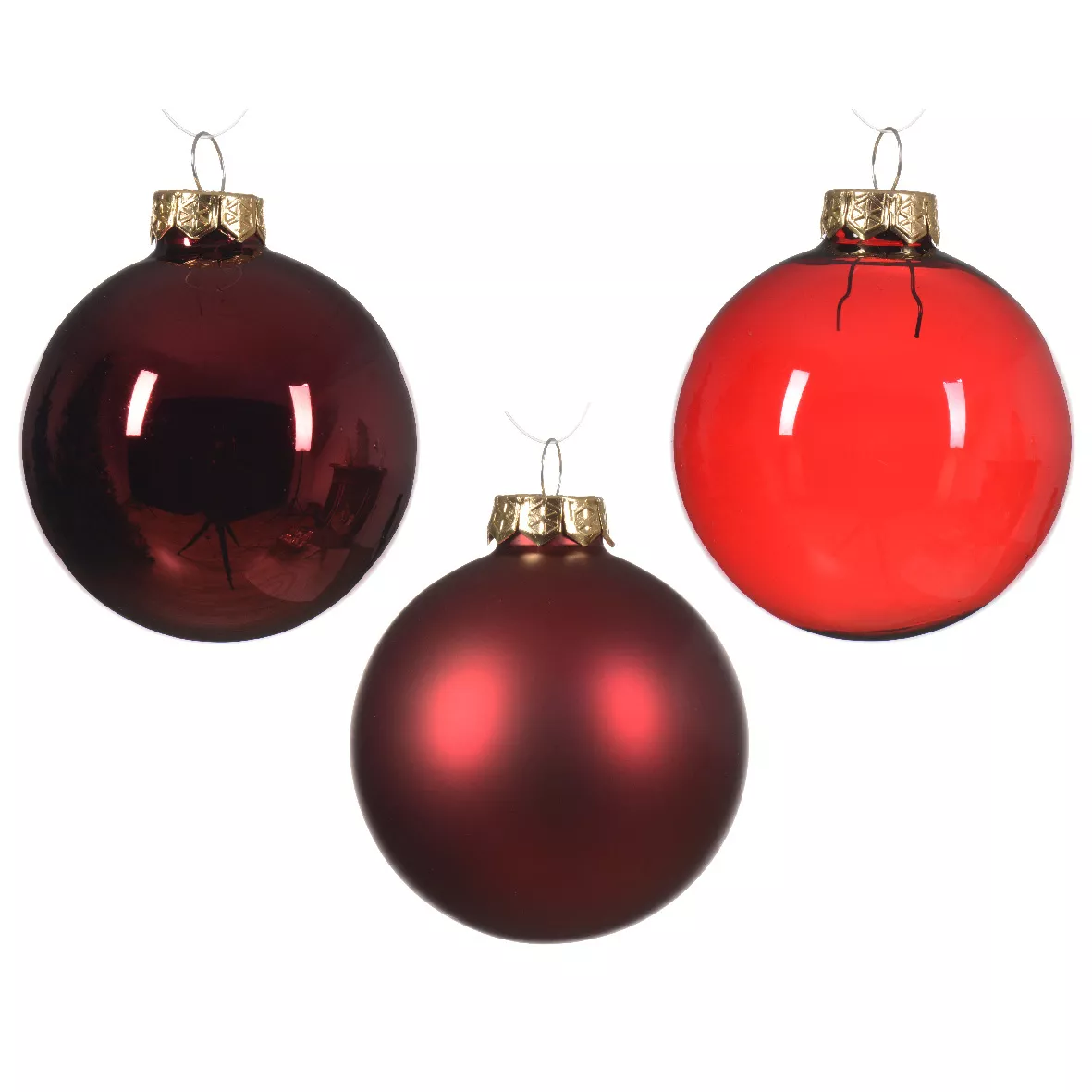 eminza Lot de 21 boules de Noël en verre Assorties Cristal Bordeaux