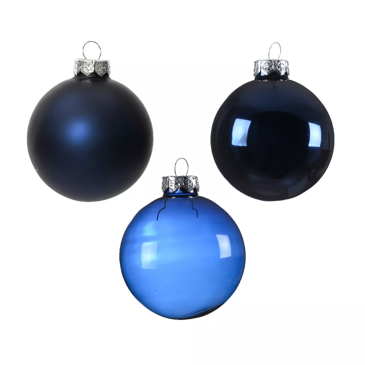 eminza Lot de 21 boules de Noël en verre Assorties Cristal Bleu nuit