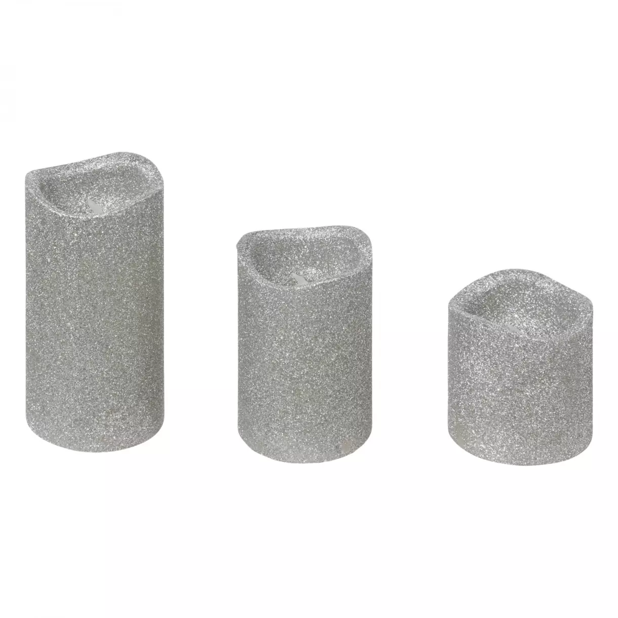 eminza Lot de 3 bougies LED (D5 cm) à paillettes Argent