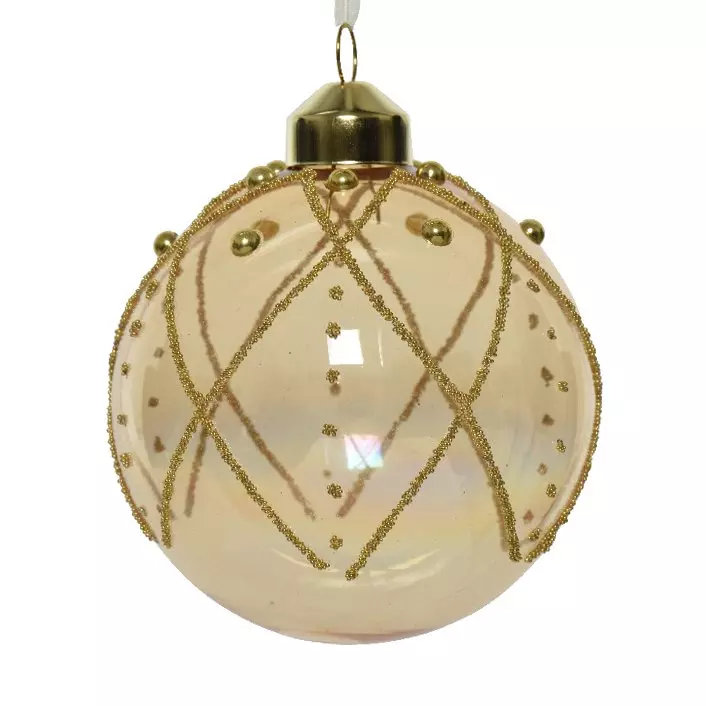 eminza Lot de 3 boules de Noël (D80 mm) en verre Vernia Perle