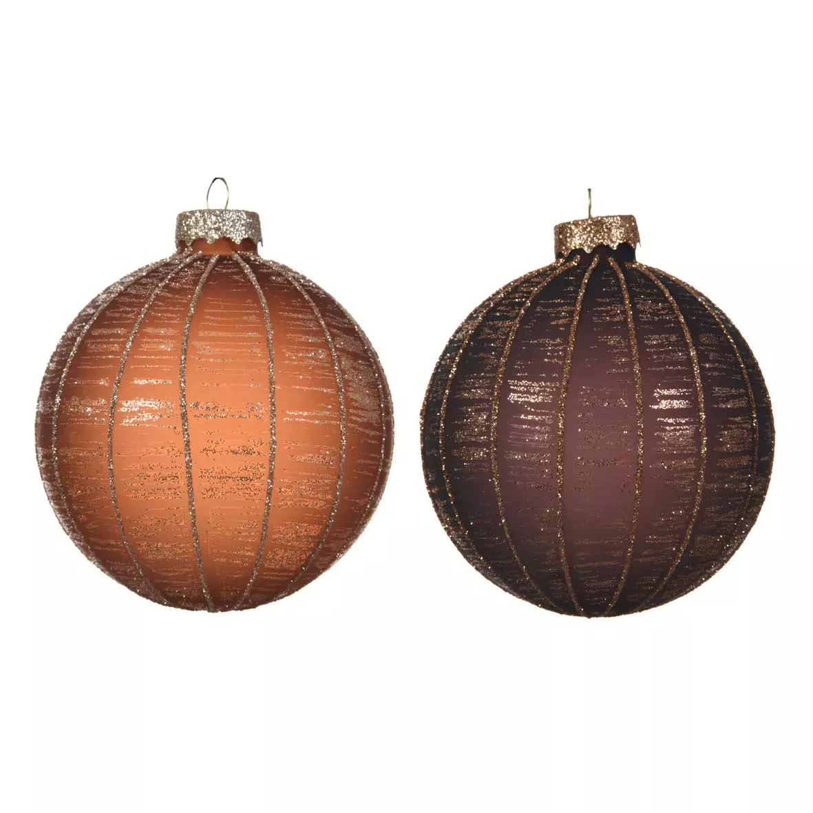 eminza Lot de 3 boules de Noël (D80 mm) Epsilon Marron