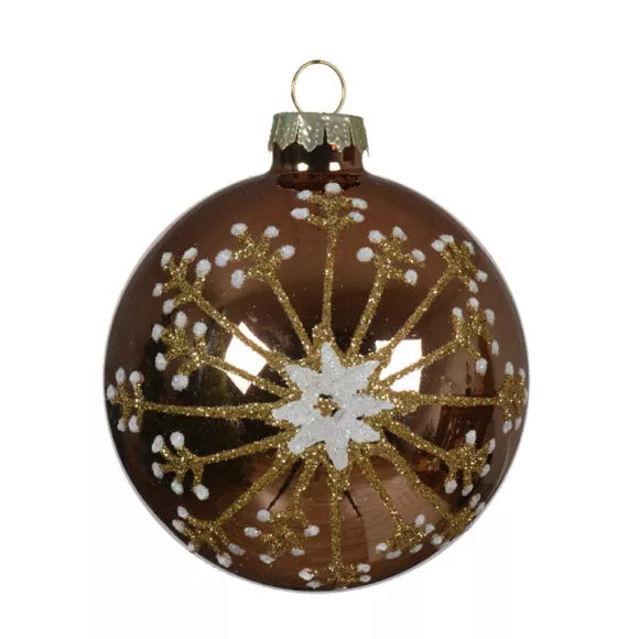 Eminza Lot De 3 Boules De Noël En Verre (D80 Mm) Feux D'artifice Noix De Pécan