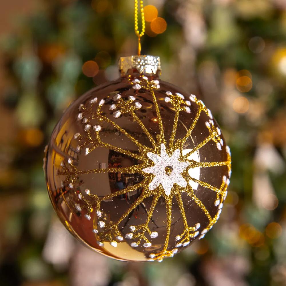 eminza Lot de 3 boules de Noël en verre (D80 mm) Feux d'artifice Noix de pécan