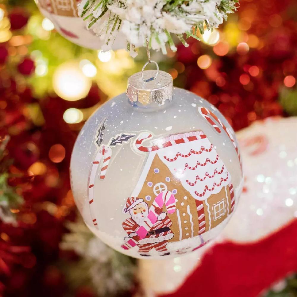 eminza Lot de 3 boules de Noël en verre (D80 mm) Pain d'épice Multicolore