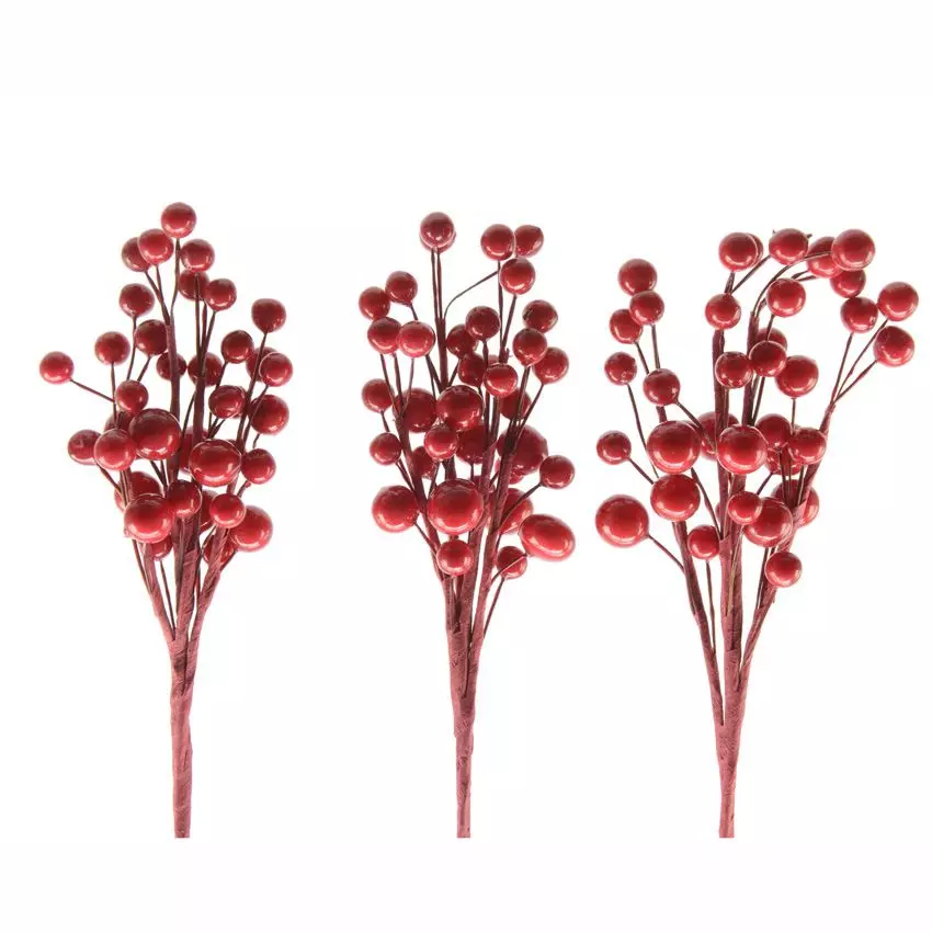 eminza Lot de 3 branches de Baies (15 cm) Billa Rouge