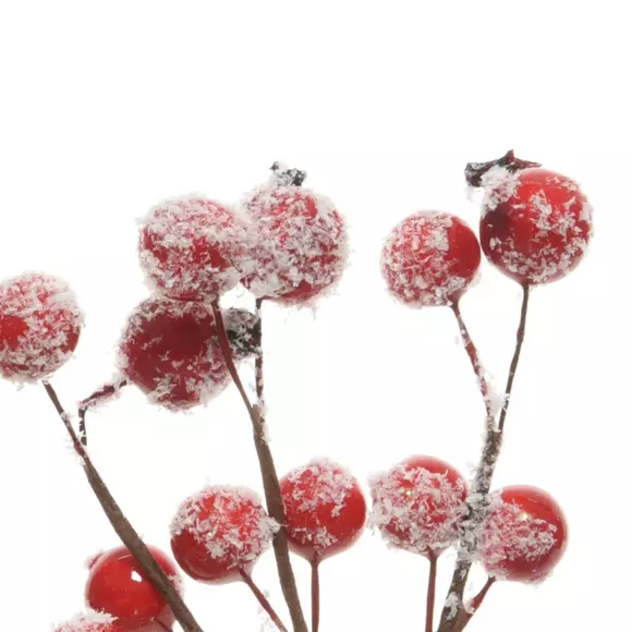 Eminza Lot De 3 Branches De Baies (15 Cm) Romancia Rouge Enneigé