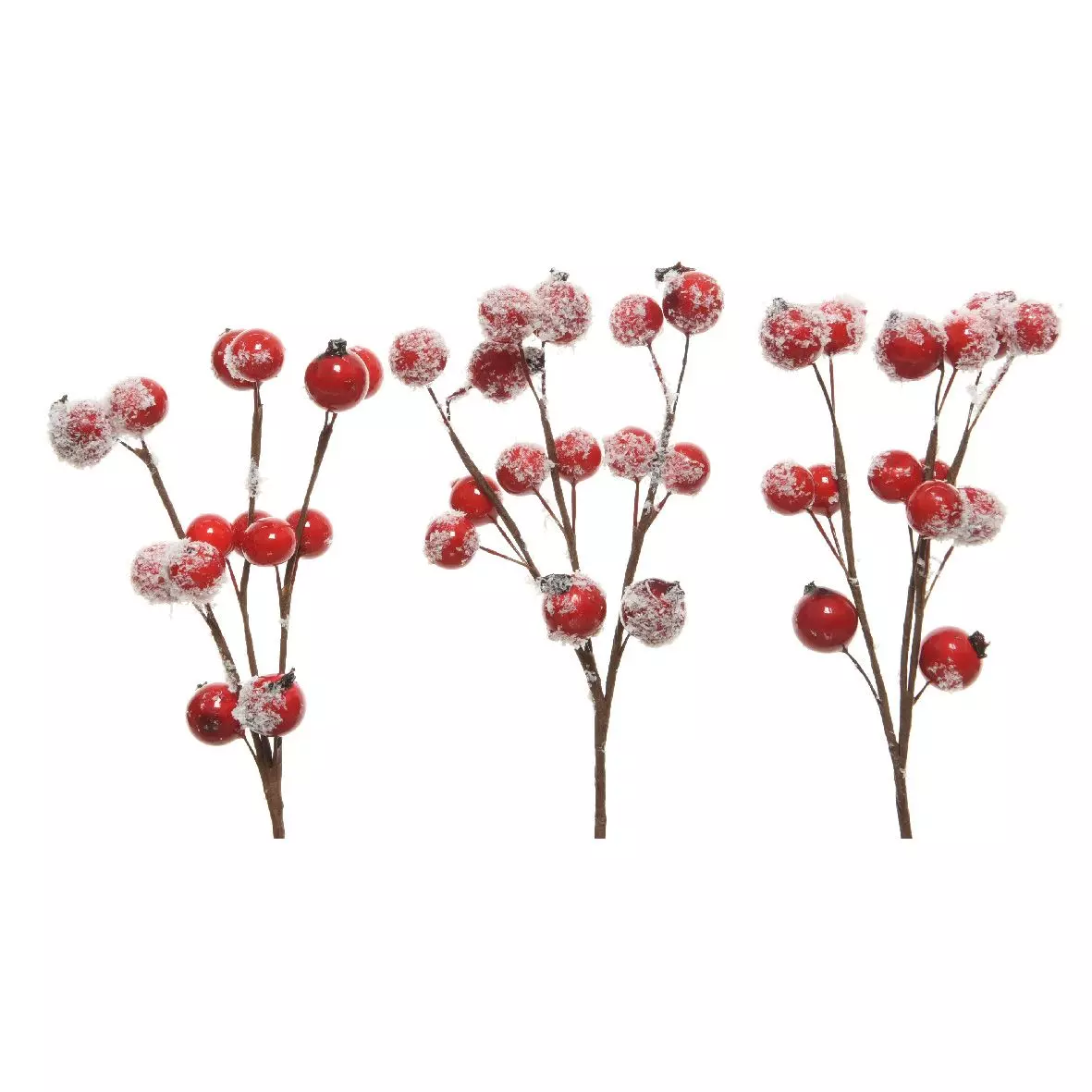 eminza Lot de 3 branches de baies (15 cm) Romancia Rouge enneigé