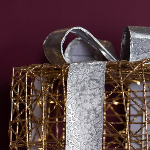 Eminza Lot De 3 Cadeaux Lumineux à Piles 90 LED (H29 Cm) Festif Or Et Blanc Chaud