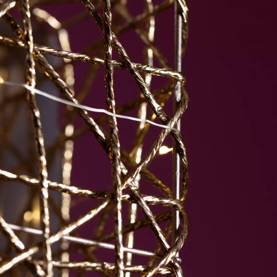 Eminza Lot De 3 Cadeaux Lumineux à Piles 90 LED (H29 Cm) Festif Or Et Blanc Chaud