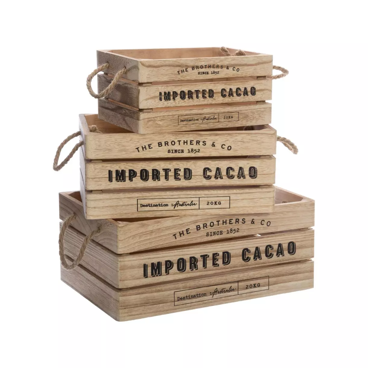 eminza Lot de 3 caisses cagettes (H15 cm) Colonial Naturel