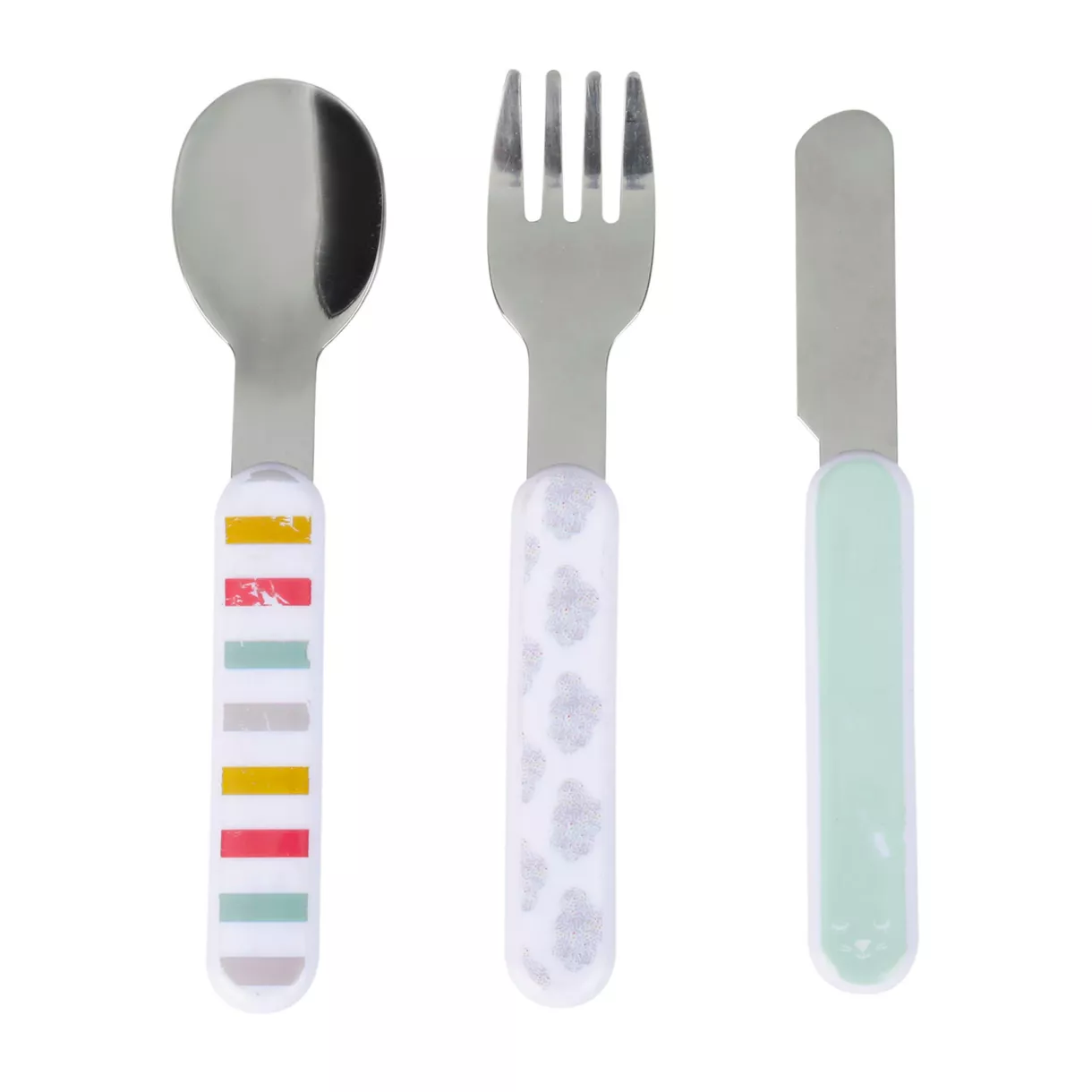 eminza Lot de 3 couverts bébé plastique et inox Josy Multicolore