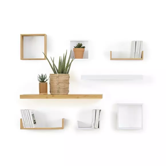 Eminza Lot De 3 étagères Bambou (L22-32-42 Cm) Fixy Naturel