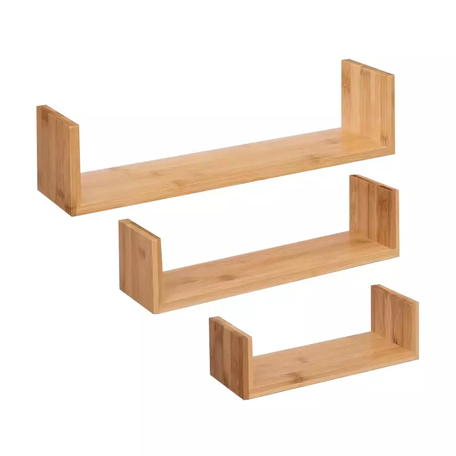 eminza Lot de 3 étagères bambou (L22-32-42 cm) Fixy Naturel