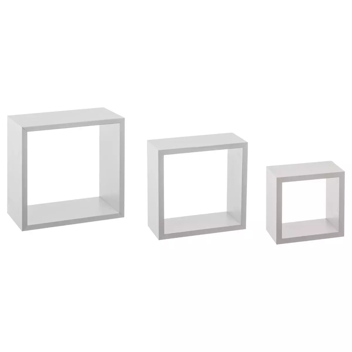 eminza Lot de 3 étagères bois (H15-20-25 cm) Cube Blanc