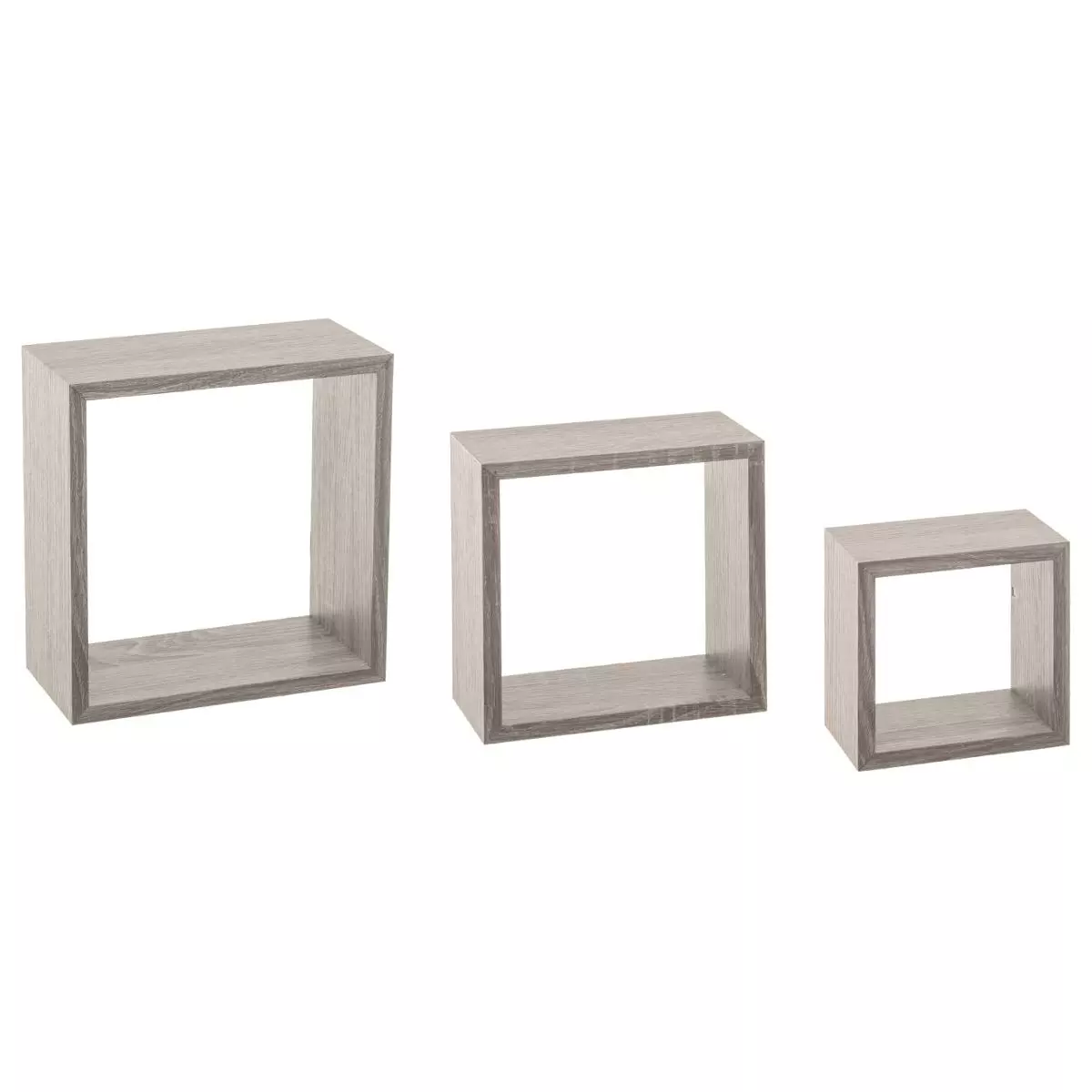 eminza Lot de 3 étagères bois (H15-20-25 cm) Cube Gris