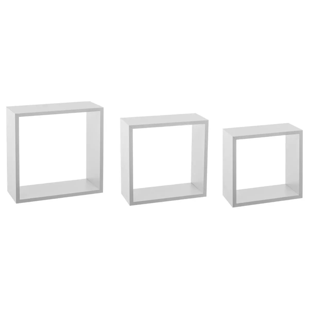 eminza Lot de 3 étagères bois (H24-27-30 cm) Cube Blanc