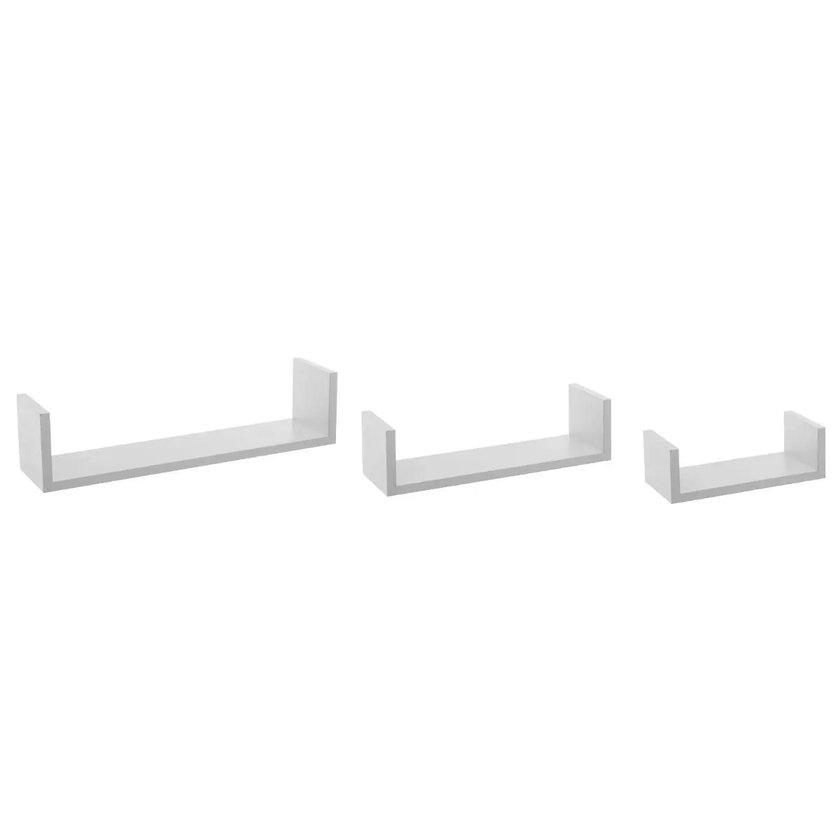 eminza Lot de 3 étagères murales en bois (L22-32-42 cm) Bord Blanc