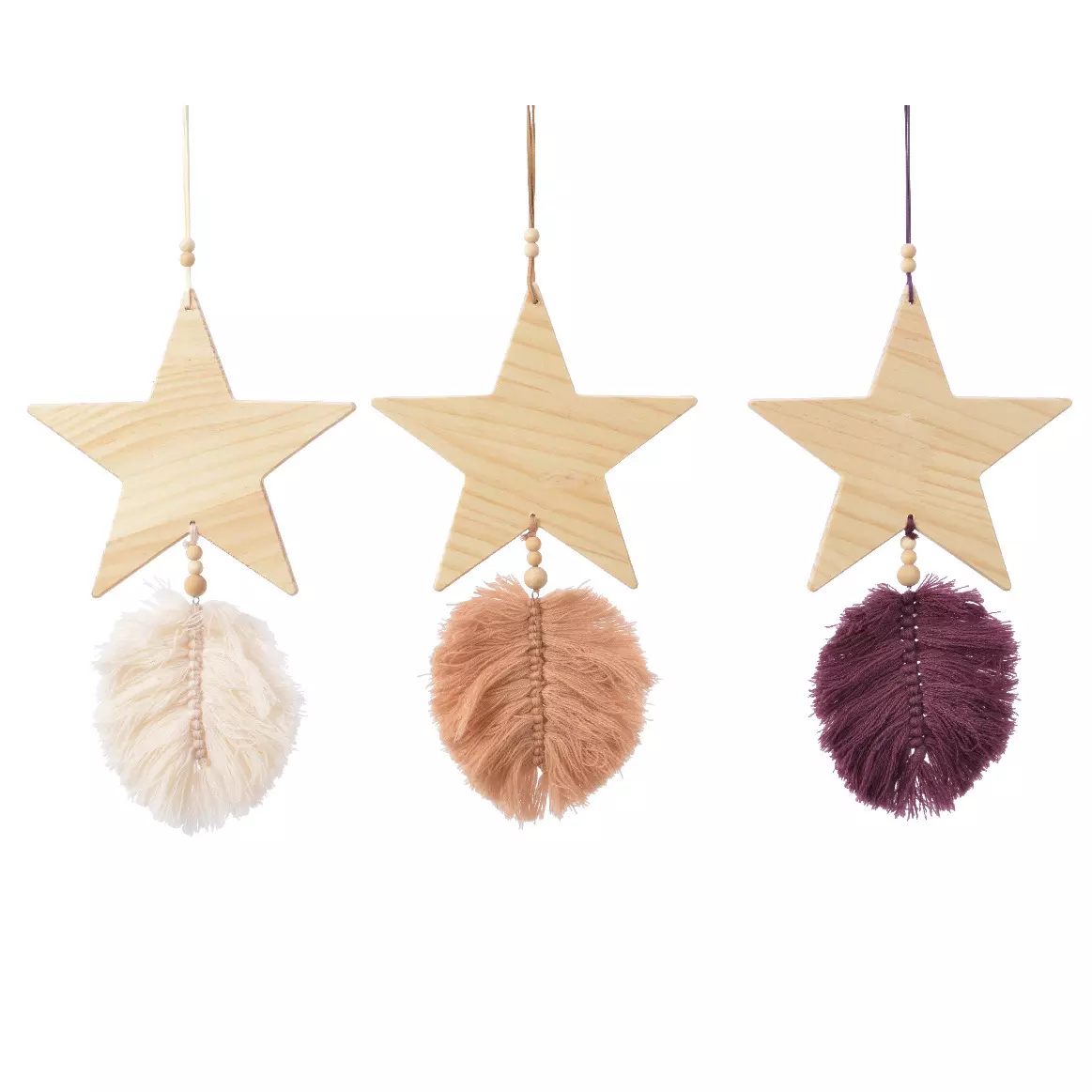 eminza Lot de 3 étoiles de Noël à suspendre (H20 cm) Orina Multicolore