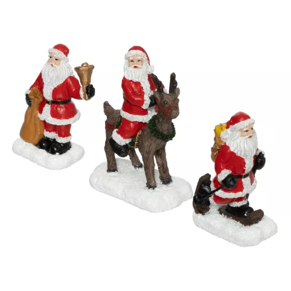 Eminza Lot De 3 Figurines Pour Village (H7 Cm) Père Noël En Poste