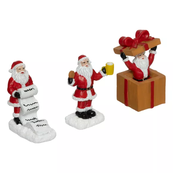 Eminza Lot De 3 Figurines Pour Village (H7 Cm) Père Noël En Folie