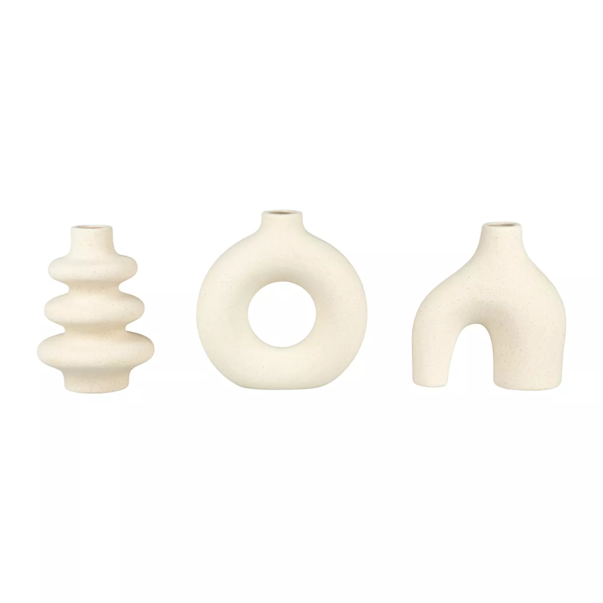 eminza Lot de 3 mini vases en céramique (H15 cm) Tempo Blanc