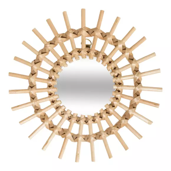 Eminza Lot De 3 Miroirs (D28 Cm) Soleil Rotin Naturel