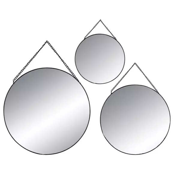 Eminza Lot De 3 Miroirs En Métal (D29 Cm) Ovalia Noir