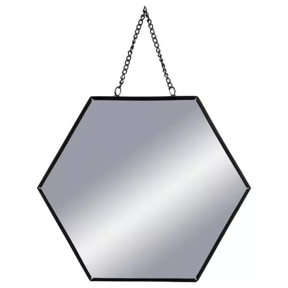 Eminza Lot De 3 Miroirs En Métal (H26 Cm) Hexagonal Noir