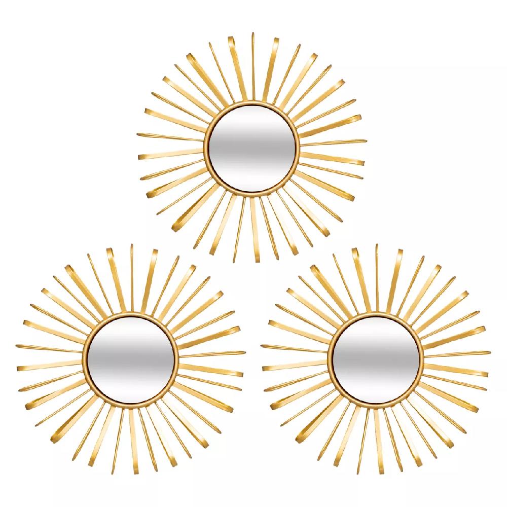 eminza Lot de 3 miroirs muraux métal (D 24 cm) Warren Or