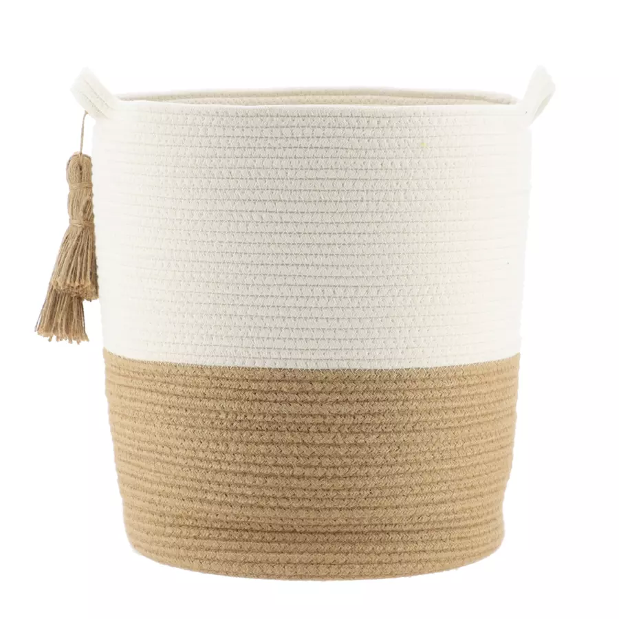 Eminza Lot De 3 Paniers à Linge (H47 Cm) Pompons Camel