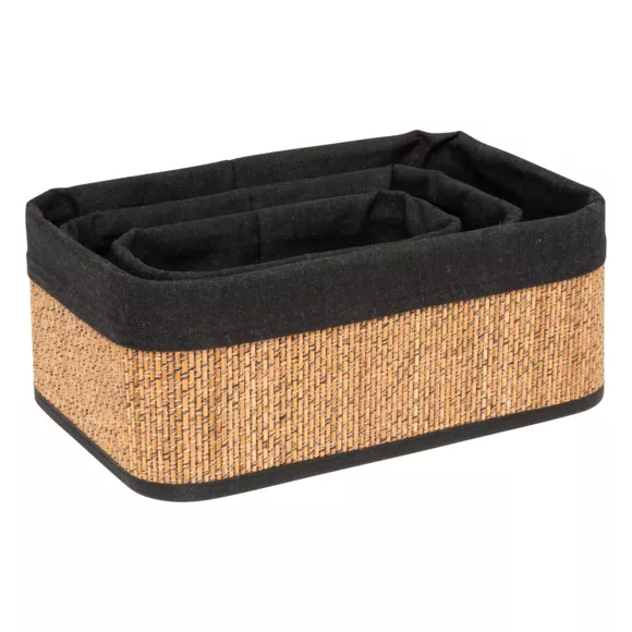 Eminza Lot De 3 Paniers De Rangement Bambou (H12 Cm) Stremy Beige