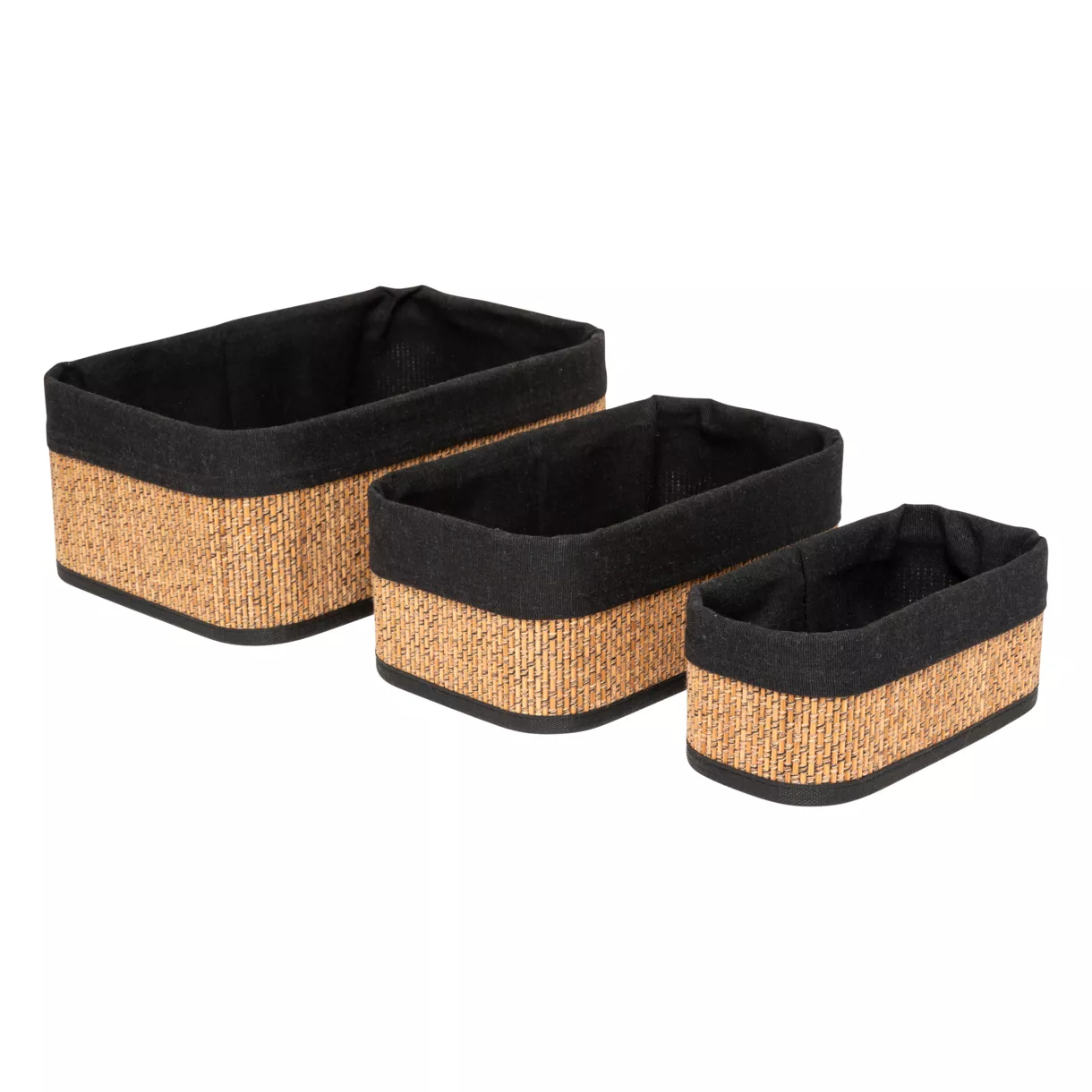 eminza Lot de 3 paniers de rangement bambou (H12 cm) Stremy Beige