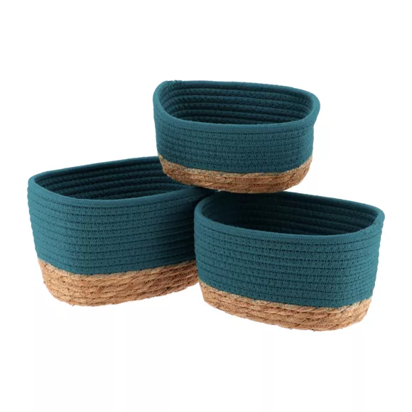 Eminza Lot De 3 Paniers De Rangement (H13 Cm) Timeless Bleu Tahitien