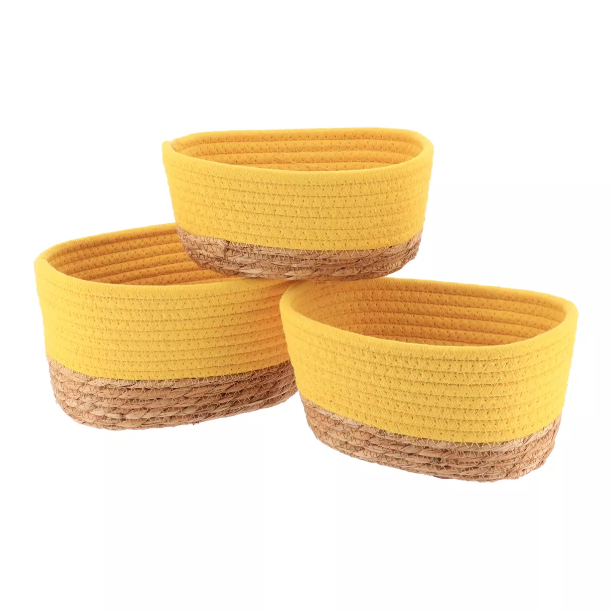 eminza Lot de 3 paniers de rangement (H13 cm) Timeless Jaune moutarde