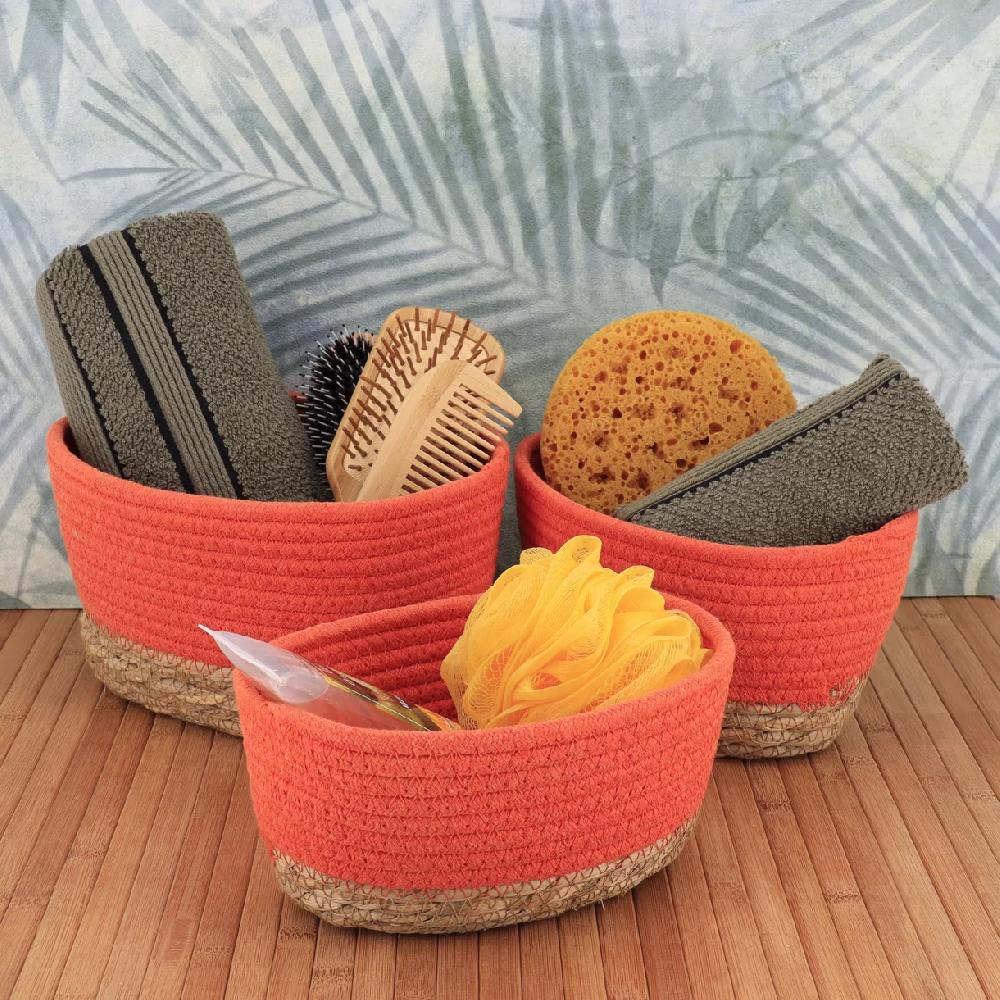 eminza Lot de 3 paniers de rangement (H13 cm) Timeless Orange
