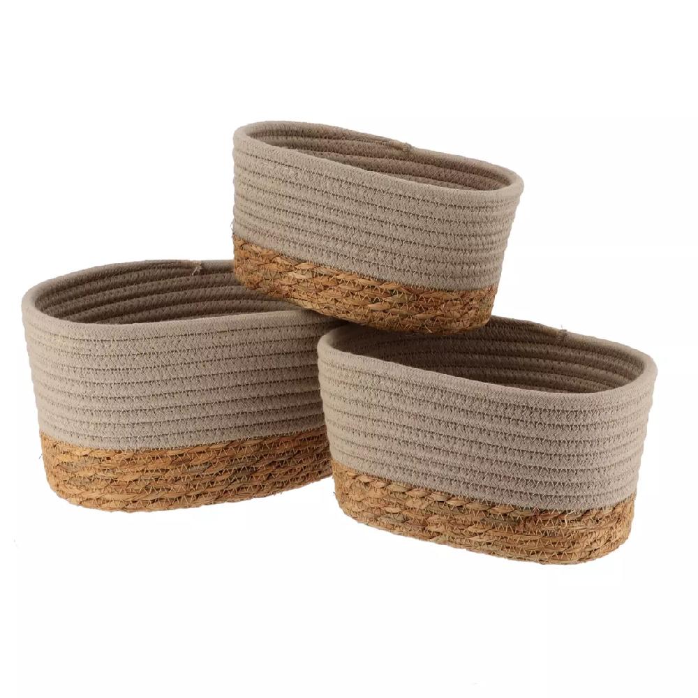 eminza Lot de 3 paniers de rangement (H13 cm) Timeless Taupe