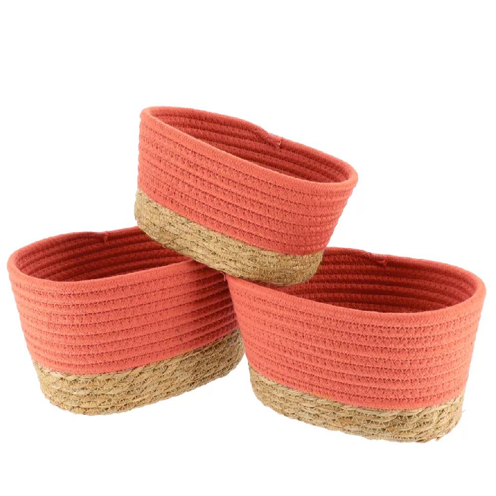 eminza Lot de 3 paniers de rangement (H13 cm) Timeless Terracotta