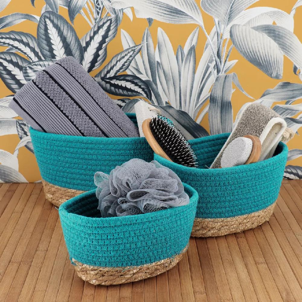 eminza Lot de 3 paniers de rangement (H13 cm) Timeless Vert caraïbes