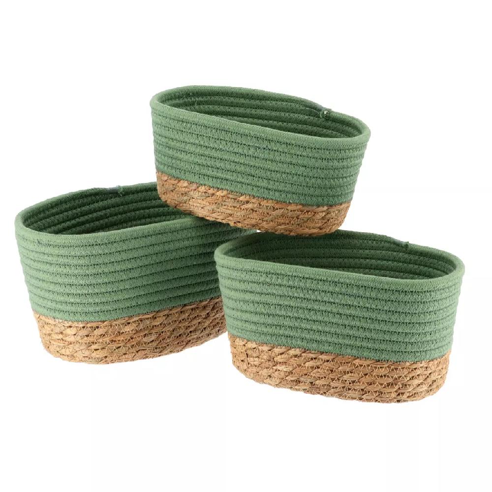 eminza Lot de 3 paniers de rangement (H13 cm) Timeless Vert