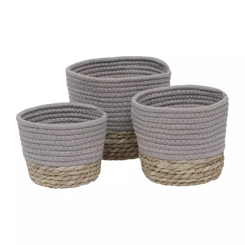 eminza Lot de 3 paniers de rangement (H17 cm) Trix Taupe