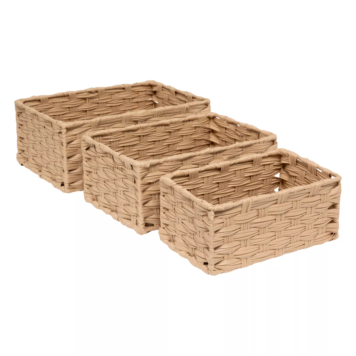 eminza Lot de 3 paniers de rangement tressés hauts (30 x 21 cm) Garlic Beige