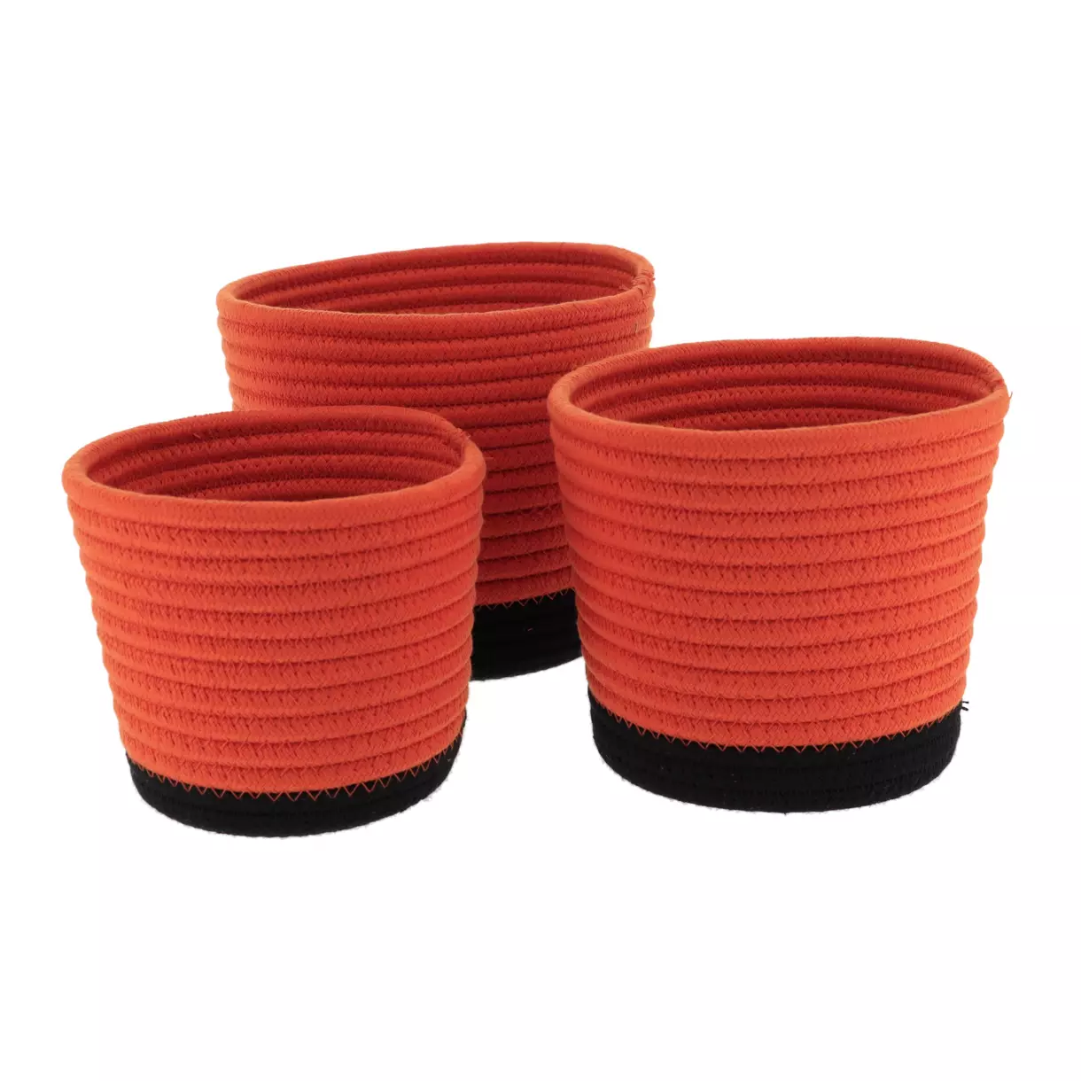 eminza Lot de 3 paniers (H16 cm) Black Line Terre de sienne/Noir