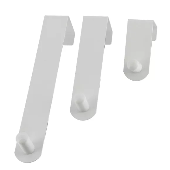 Eminza Lot De 3 Patères De Porte Acier Inoxydable (H7-13-19 Cm) Blanc