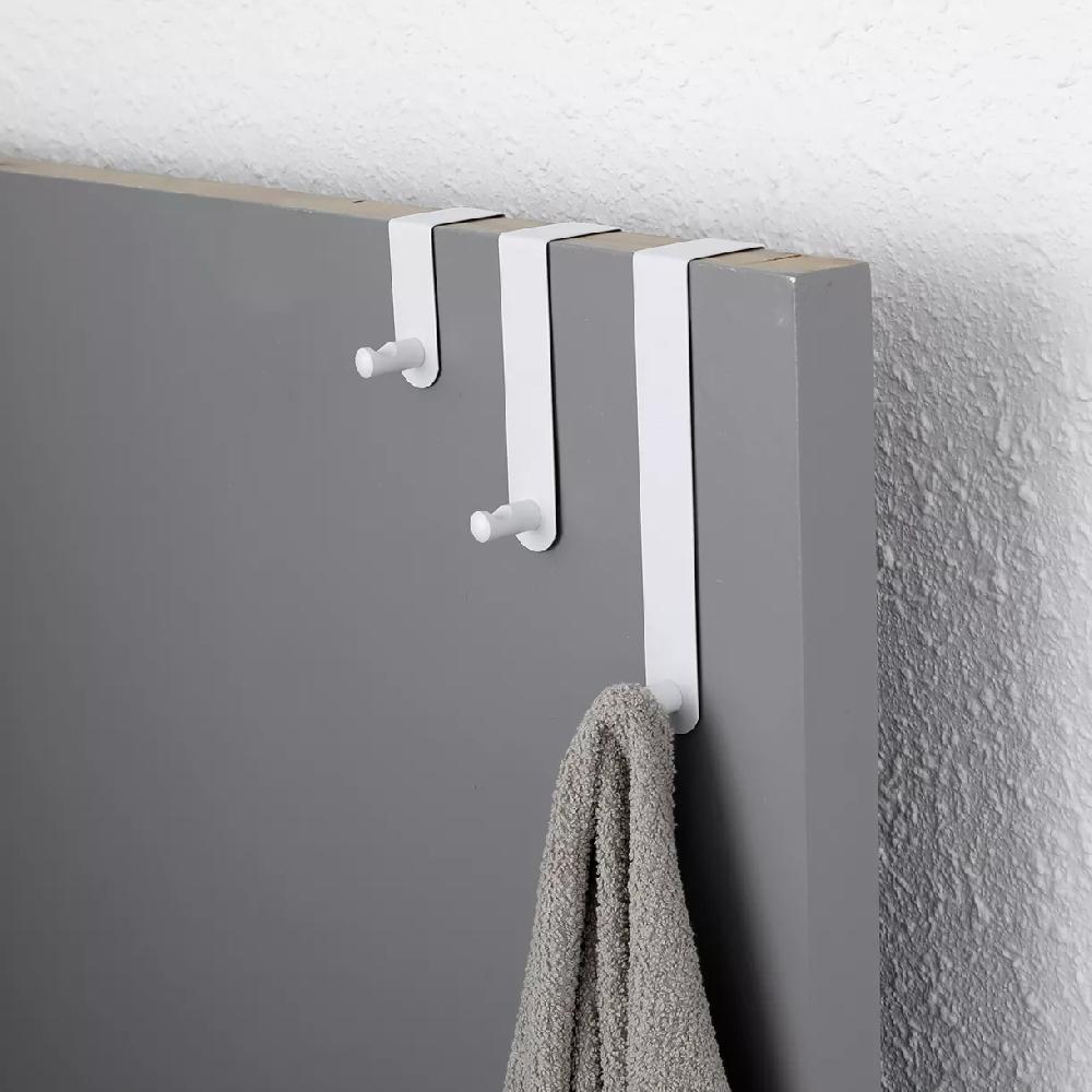 eminza Lot de 3 patères de porte acier inoxydable (H7-13-19 cm) Blanc