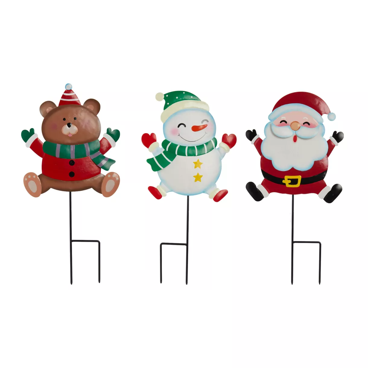 eminza Lot de 3 piquets de jardin en métal (H50 cm) Copains de Noël